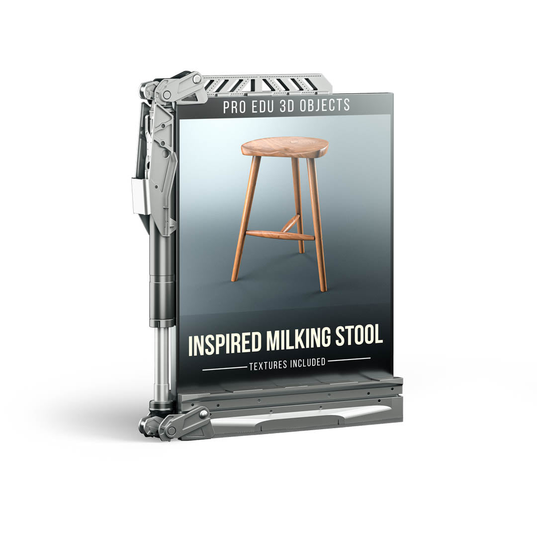 Milking Stool 3D Model Photoshop | C4D FBX OBJ CGI Asset - PRO EDU PRO EDU PRO EDU